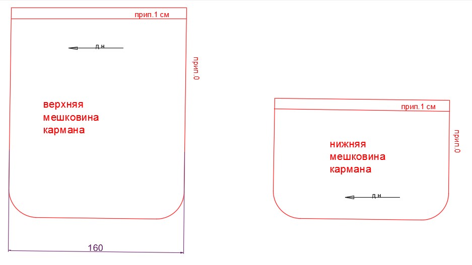 Пошив простого кармана в шве
