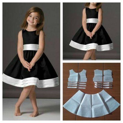 Выкройка платья для девочки без рукавов с патами. Возраст от 3 до 5 лет.